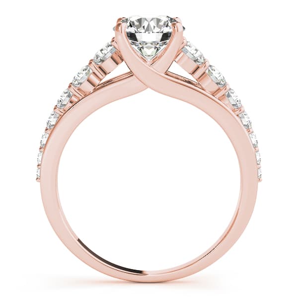 Graduating Trellis Round Engagement Ring, style 50662, Side view in rose gold