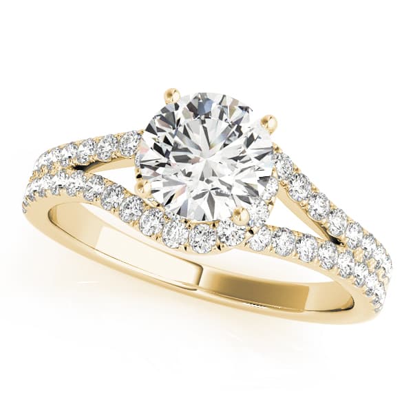 Bypass Split Shank Engagement Ring, style 50663, Front view in yellow gold