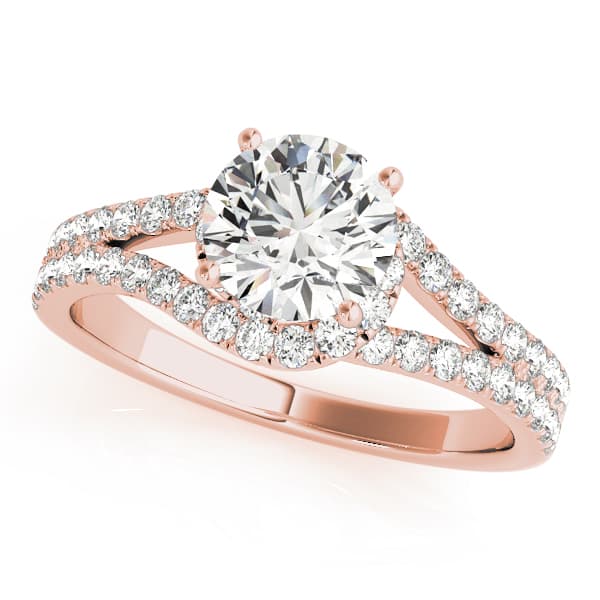 Bypass Split Shank Engagement Ring, style 50663, Front view in rose gold
