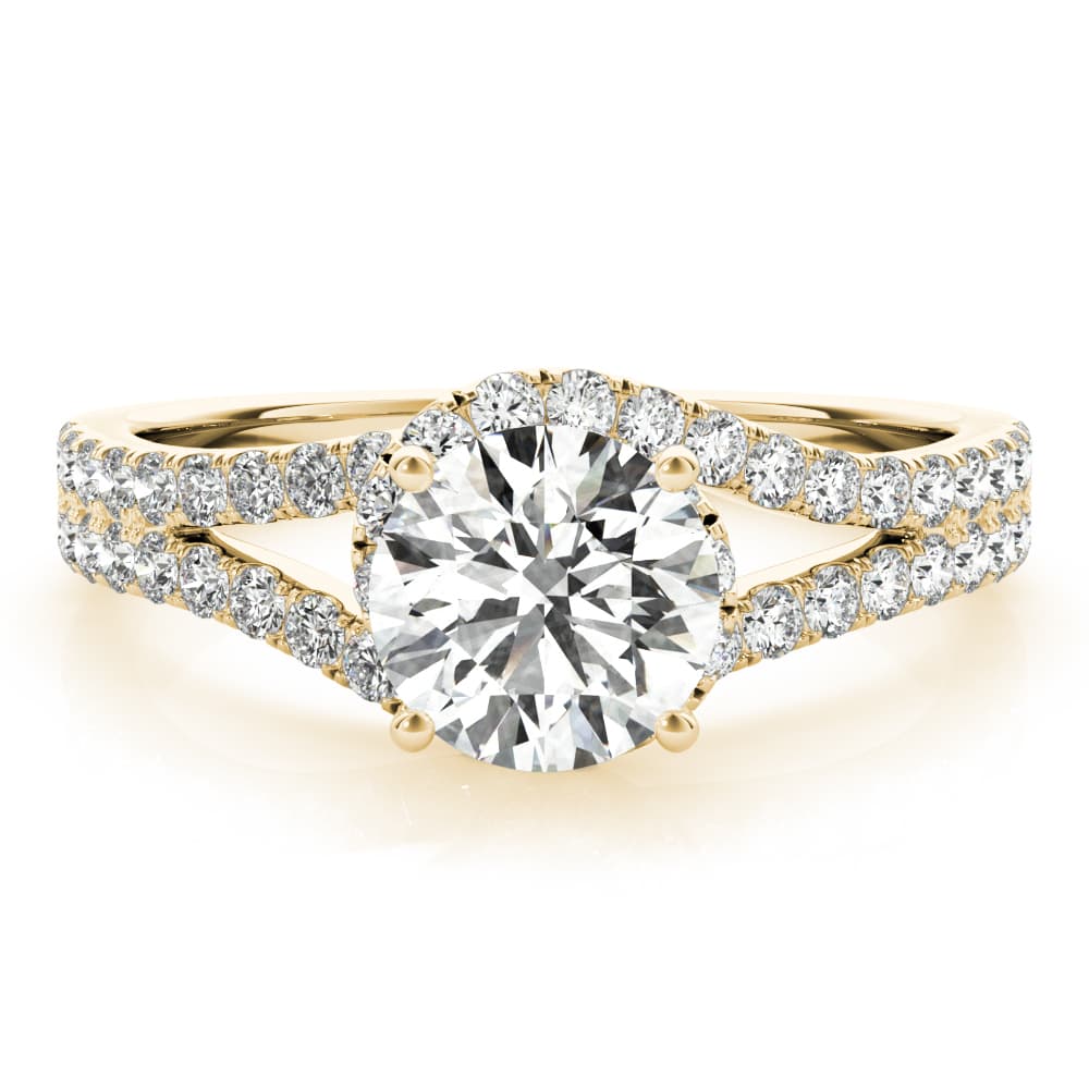 Bypass Split Shank Engagement Ring, style 50663, Angle view in yellow gold