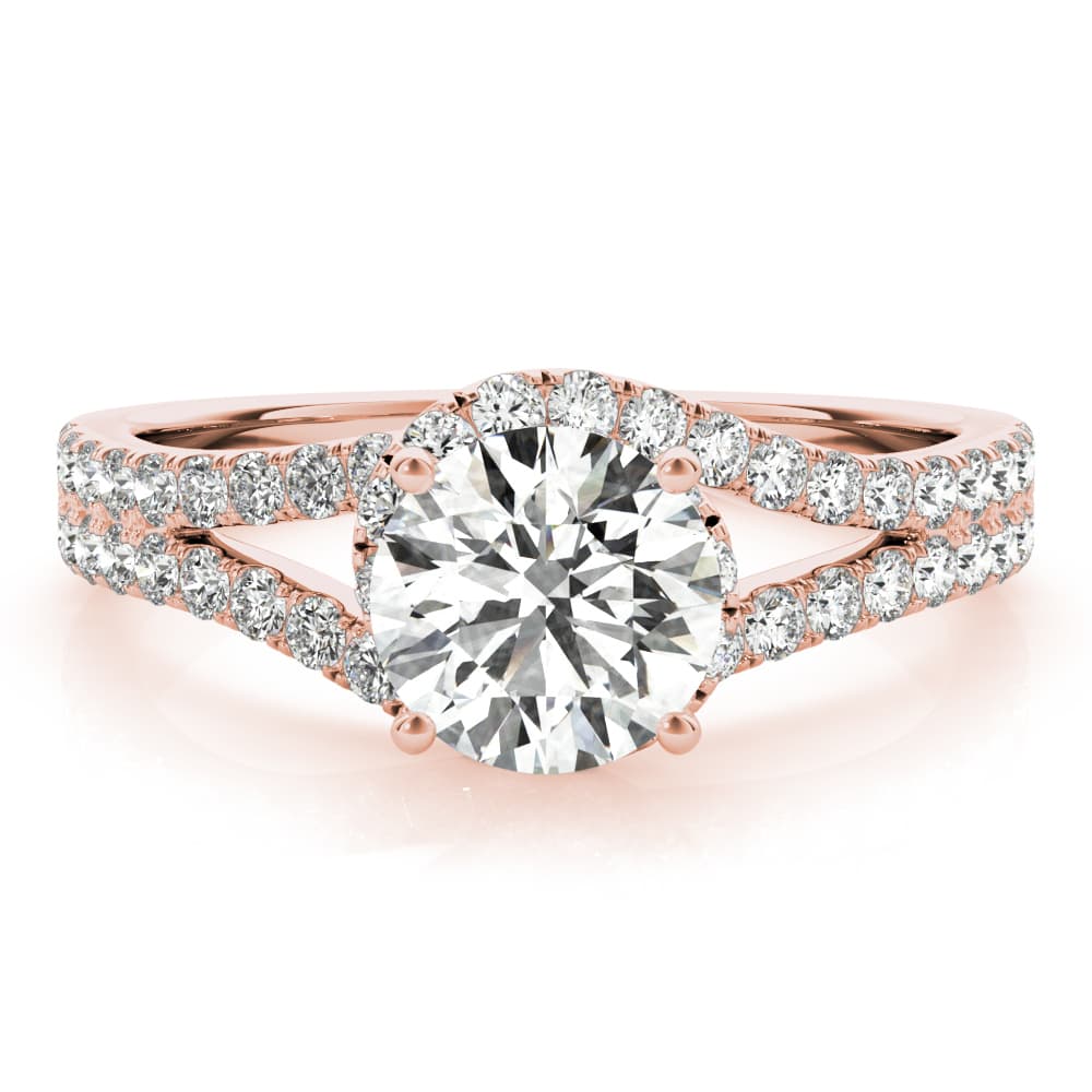 Bypass Split Shank Engagement Ring, style 50663, Angle view in rose gold