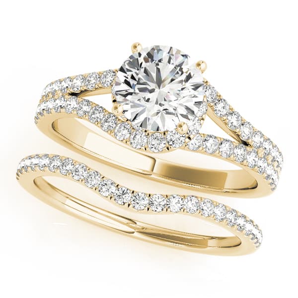 Bypass Split Shank Engagement Ring, style 50663, On hand view in yellow gold