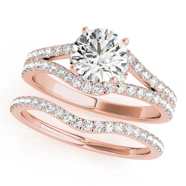 Bypass Split Shank Engagement Ring, style 50663, On hand view in rose gold