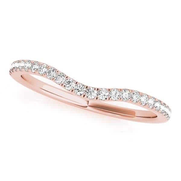 Split Prong Curved Wedding Band (1/8 ct. tw.), Front view in rose gold