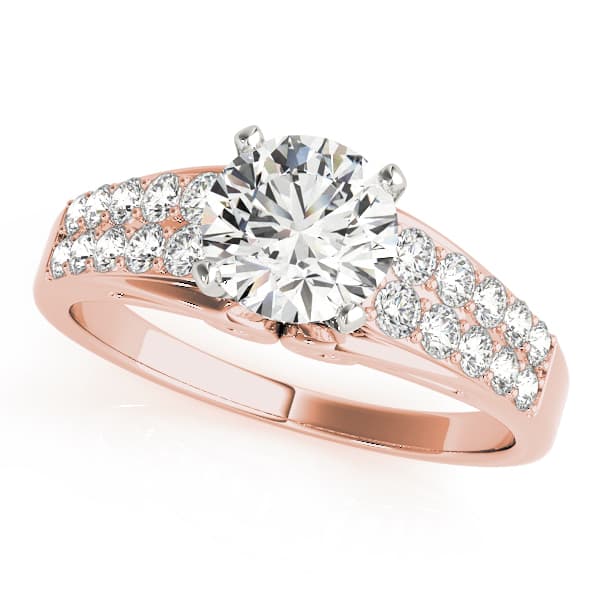 Multi-Row Prong Engagement Ring, style 50665, Front view in rose gold