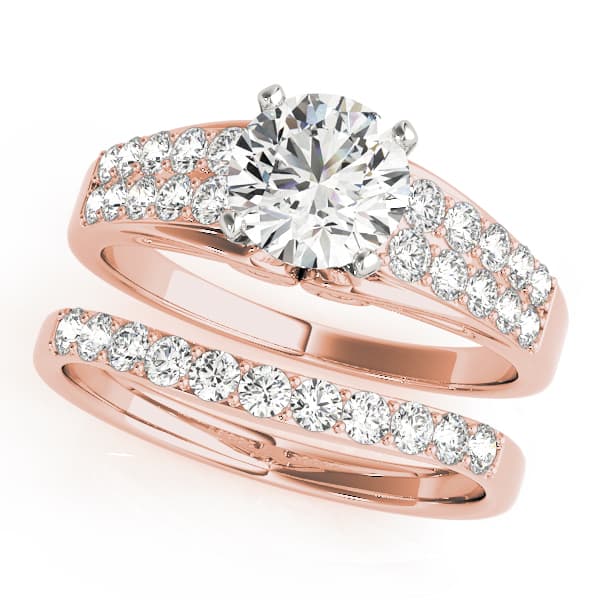 Multi-Row Prong Engagement Ring, style 50665, On hand view in rose gold