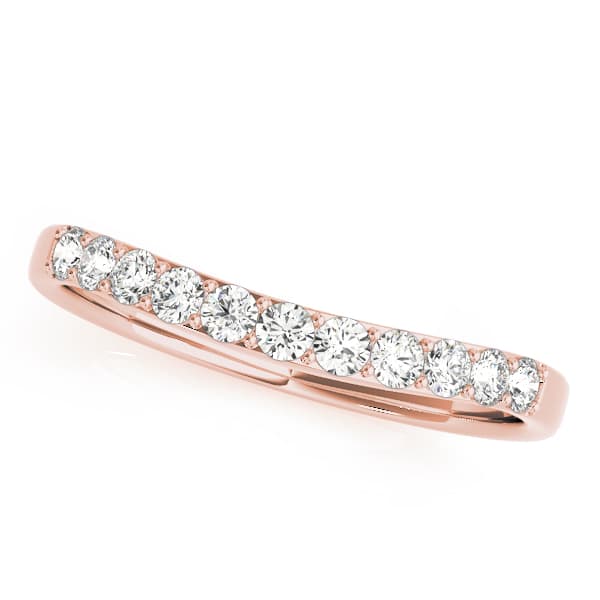Single Row Prong Curved Wedding Band (1/4 ct. tw.), Front view in rose gold