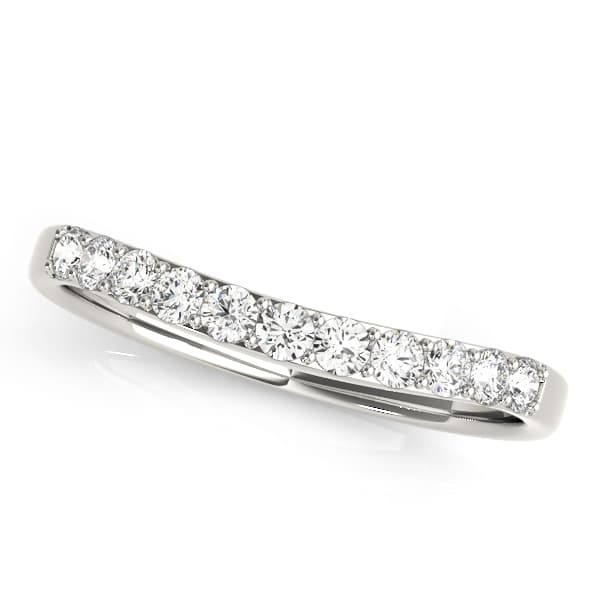 Single Row Prong Curved Wedding Band — View 1