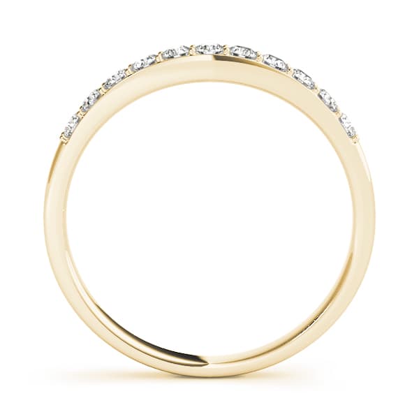 Single Row Prong Curved Wedding Band (1/4 ct. tw.), Side view in yellow gold