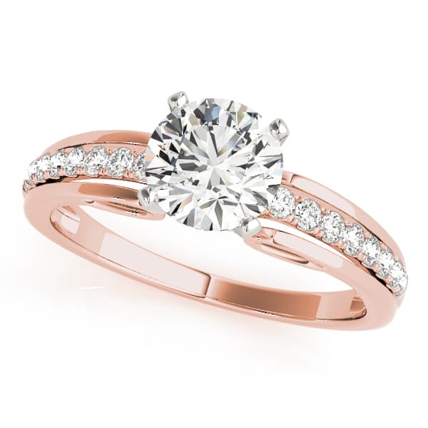 Single Row Prong Set Engagement Ring, style 50666, Front view in rose gold