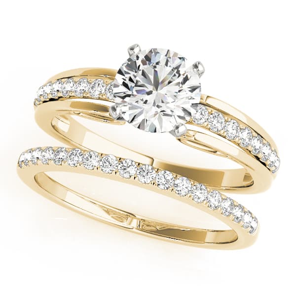 Single Row Prong Set Engagement Ring, style 50666, On hand view in yellow gold