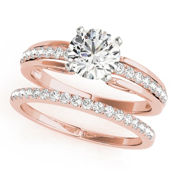 Single Row Prong Set Engagement Ring, style 50666, On hand view in rose gold