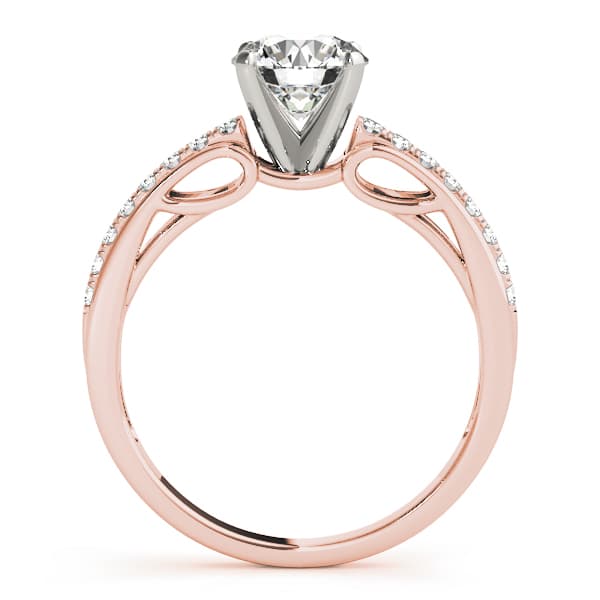 Single Row Prong Set Engagement Ring, style 50666, Side view in rose gold