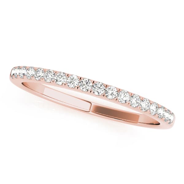 Single Row Prong Set Wedding Bands (1/8 ct. tw.), Front view in rose gold