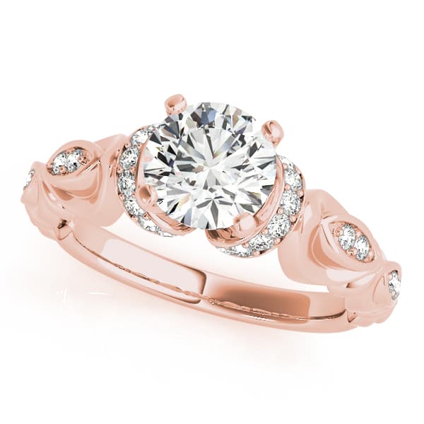 Antique Scalloped Halo Engagement Ring, style 50667, Front view in rose gold