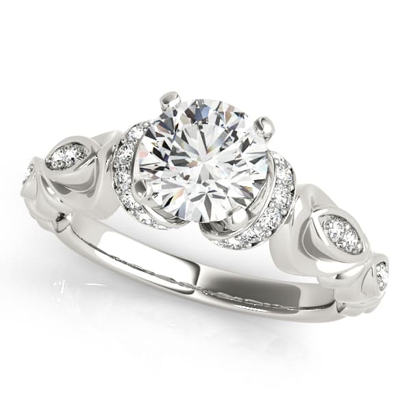 Antique Scalloped Halo Engagement Ring — style 50667 in 10k White Gold