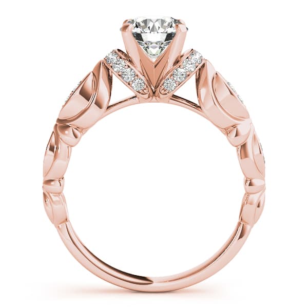 Antique Scalloped Halo Engagement Ring, style 50667, Side view in rose gold