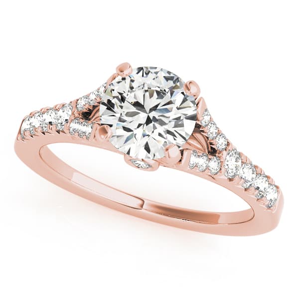Split Shank Prong Set Engagement Ring, style 50668, Front view in rose gold