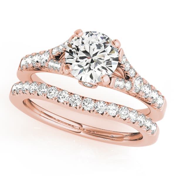 Split Shank Prong Set Engagement Ring, style 50668, On hand view in rose gold