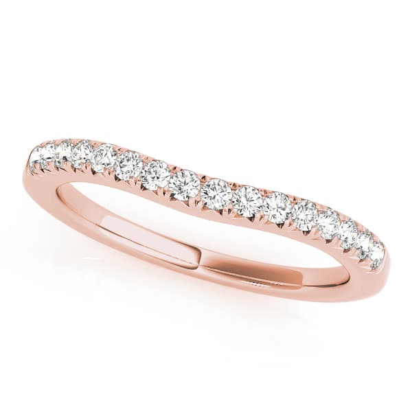 Curved Fishtail Wedding Band (1/4 ct. tw.), Front view in rose gold