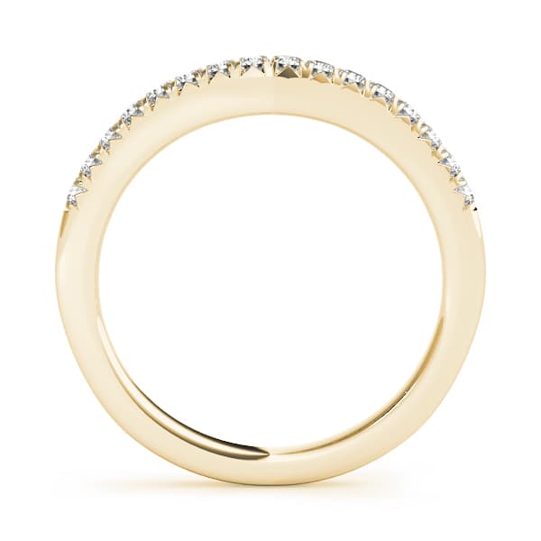 Curved Fishtail Wedding Band (1/4 ct. tw.), Side view in yellow gold