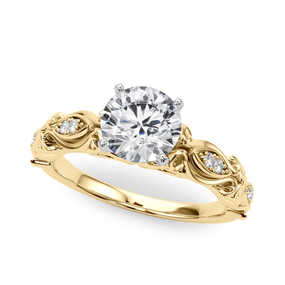 Vintage Inspired Engagement Ring, style 50669, Front view in yellow gold