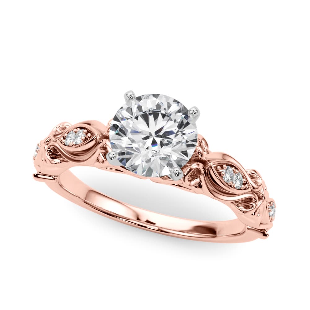 Vintage Inspired Engagement Ring, style 50669, Front view in rose gold