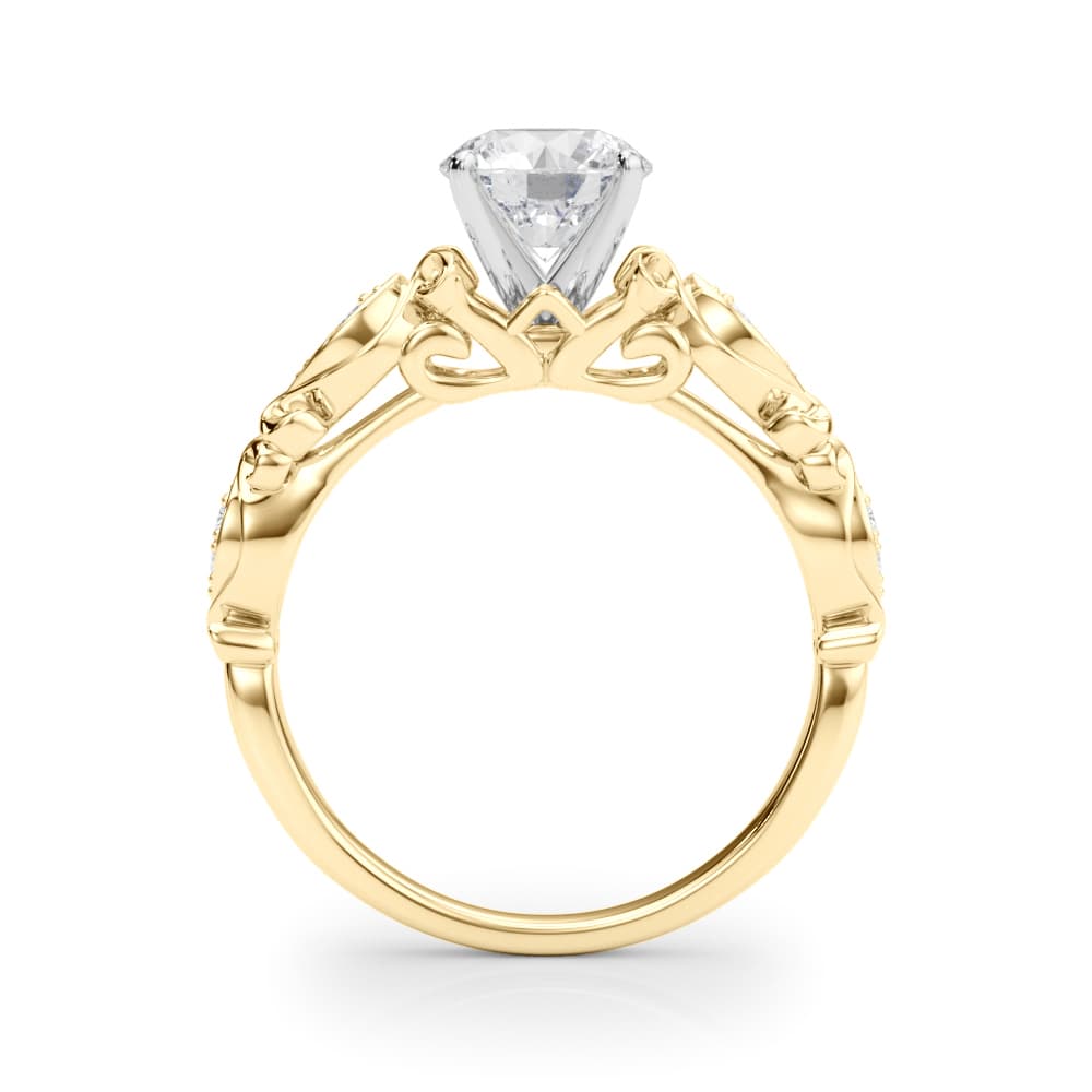 Vintage Inspired Engagement Ring, style 50669, Side view in yellow gold