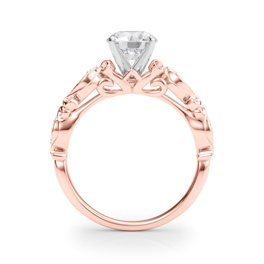 Vintage Inspired Engagement Ring, style 50669, Side view in rose gold