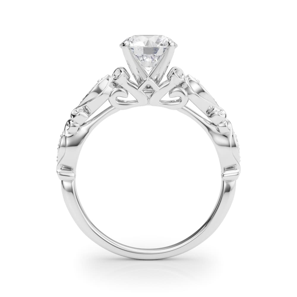 Vintage Inspired Engagement Ring, style 50669, Side view in white gold or platinum