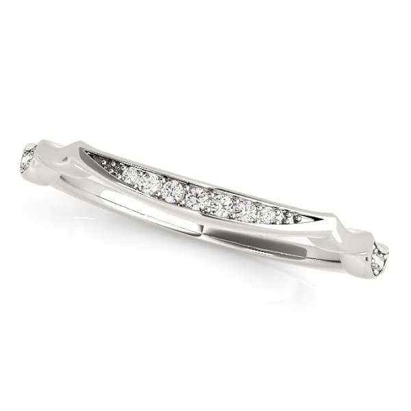 Prong Set Wedding Band — White Gold