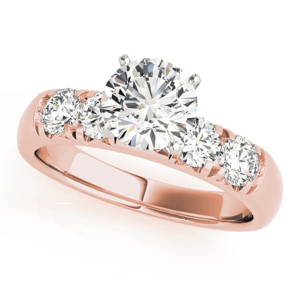 Single Row French Cut Engagement Ring, style 50770, Front view in rose gold