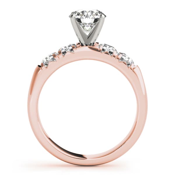 Single Row French Cut Engagement Ring, style 50770, Side view in rose gold