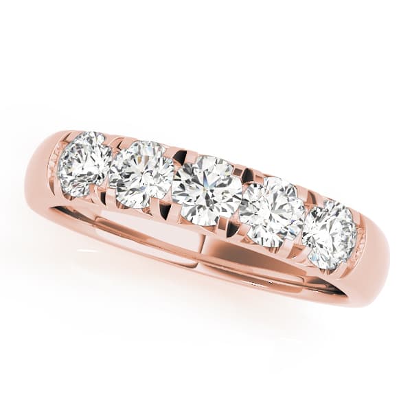 Prong Set Wedding Bands (1 ct. tw.), Front view in rose gold