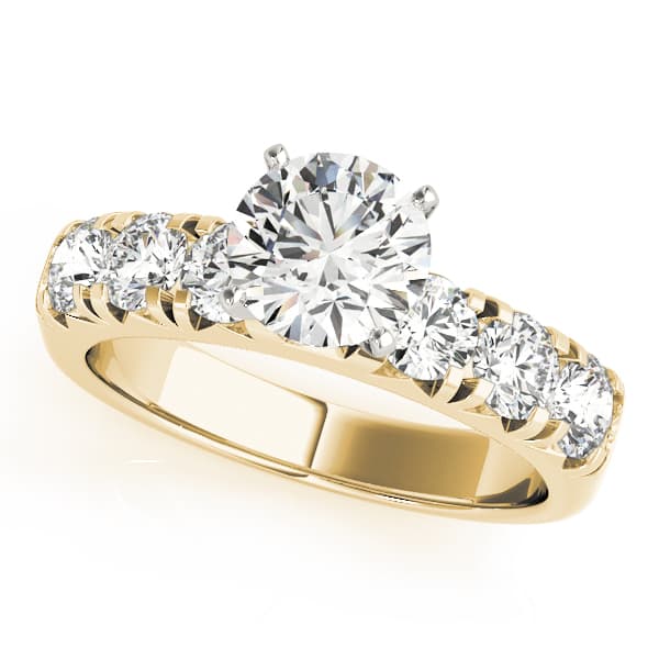 Single Row French Cut Engagement Ring, style 50771, Front view in yellow gold