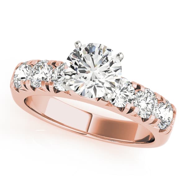 Single Row French Cut Engagement Ring, style 50771, Front view in rose gold