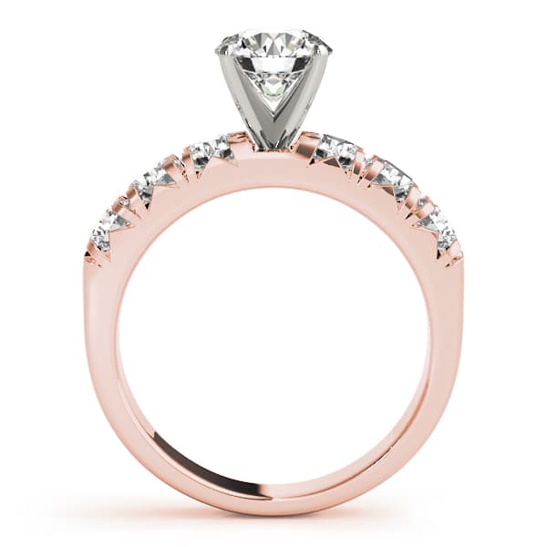 Single Row French Cut Engagement Ring, style 50771, Side view in rose gold