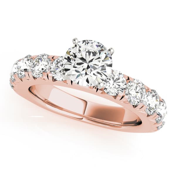 Single Row Prong Set Engagement Ring, style 50772, Front view in rose gold