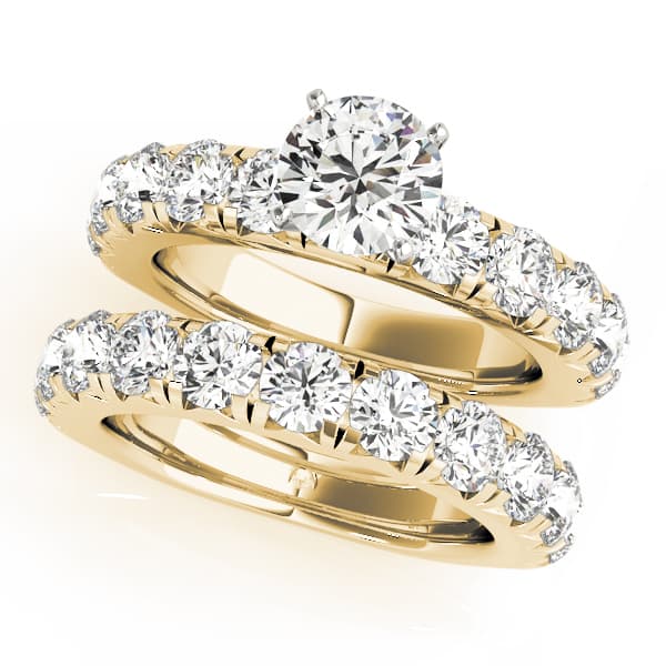 Single Row Prong Set Engagement Ring, style 50772, On hand view in yellow gold