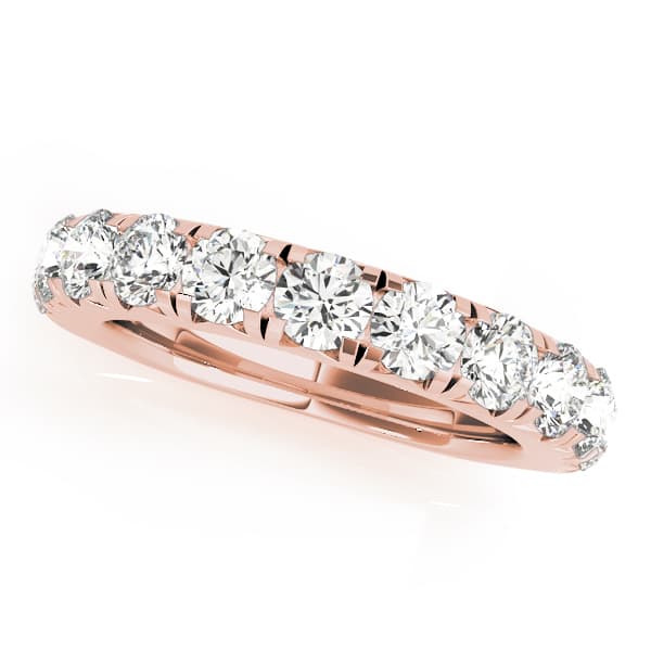 French Cut Prong Wedding Band (1.43 ct. tw.), Front view in rose gold