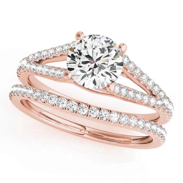 Split Shank Trellis Engagement Ring, style 50774, On hand view in rose gold