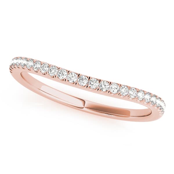 Curved Split Prong Wedding Set (0.1 ct. tw.), Front view in rose gold