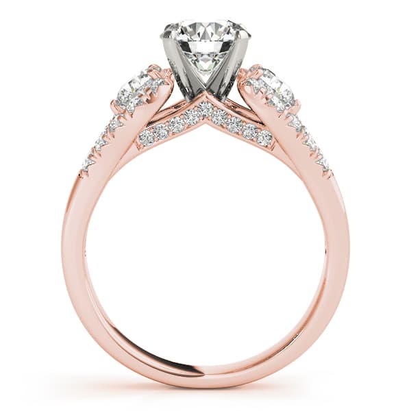 3-Stone Split Shank Hidden Halo Engagement Ring, style 50775, Side view in rose gold