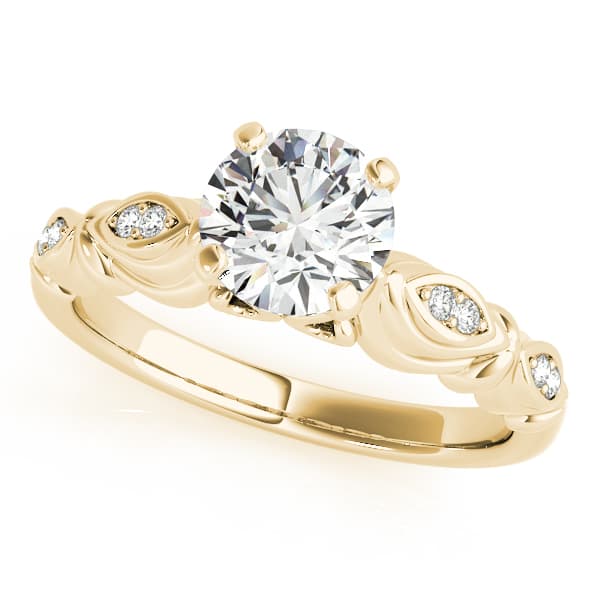 Antique Style Marquise Engagement Ring, style 50776, Front view in yellow gold