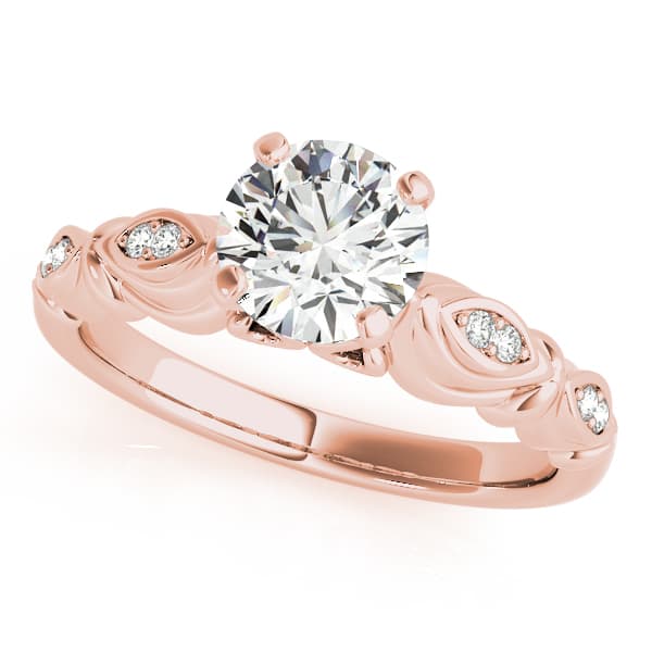 Antique Style Marquise Engagement Ring, style 50776, Front view in rose gold