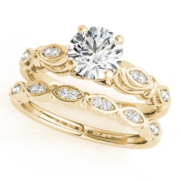 Antique Style Marquise Engagement Ring, style 50776, On hand view in yellow gold