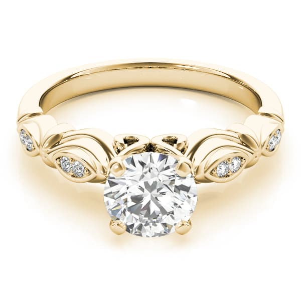 Antique Style Marquise Engagement Ring, style 50776, Top view in yellow gold