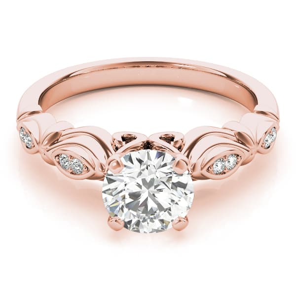 Antique Style Marquise Engagement Ring, style 50776, Top view in rose gold