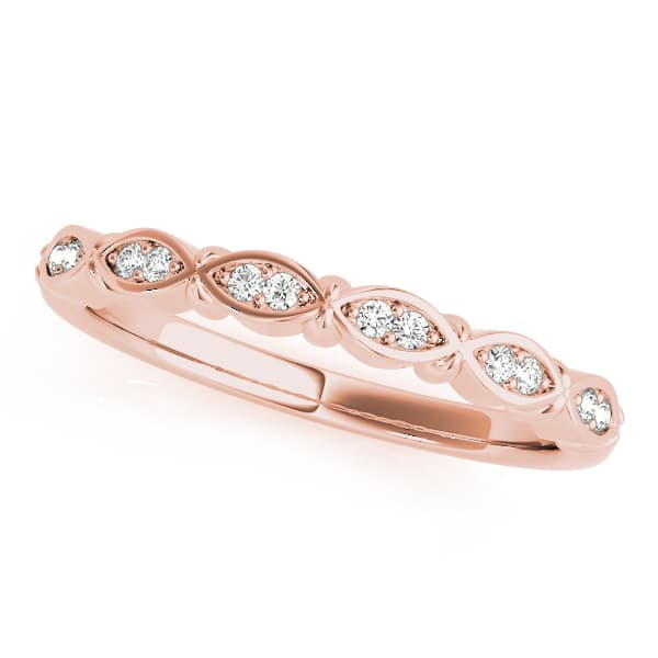 Vintage-Inspired Wedding Band (0.09 ct. tw.), Front view in rose gold