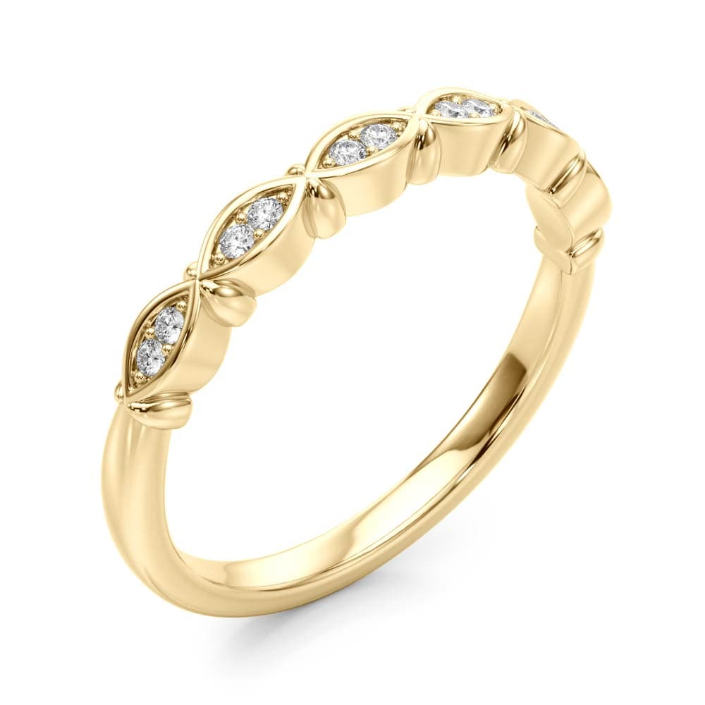 Vintage-Inspired Wedding Band (0.09 ct. tw.), Angle view in yellow gold